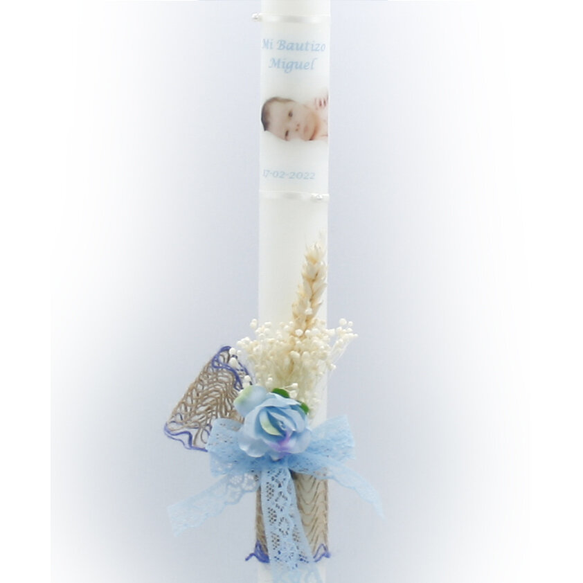 Vela de bautizo Foto y encaje (52 X 3,2 cm) - Imagen 5