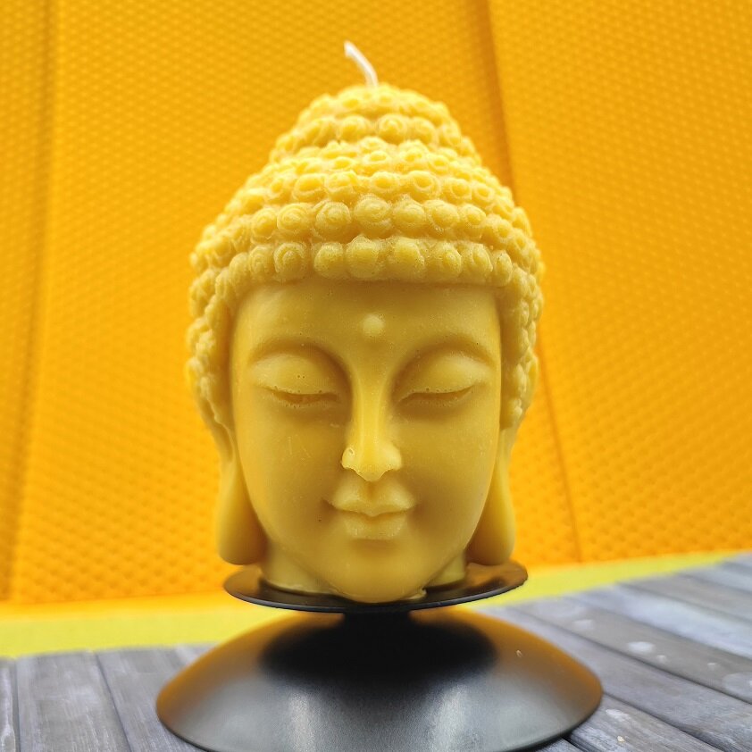 Vela con forma de Buda de cera de abeja y soja - Imagen 2
