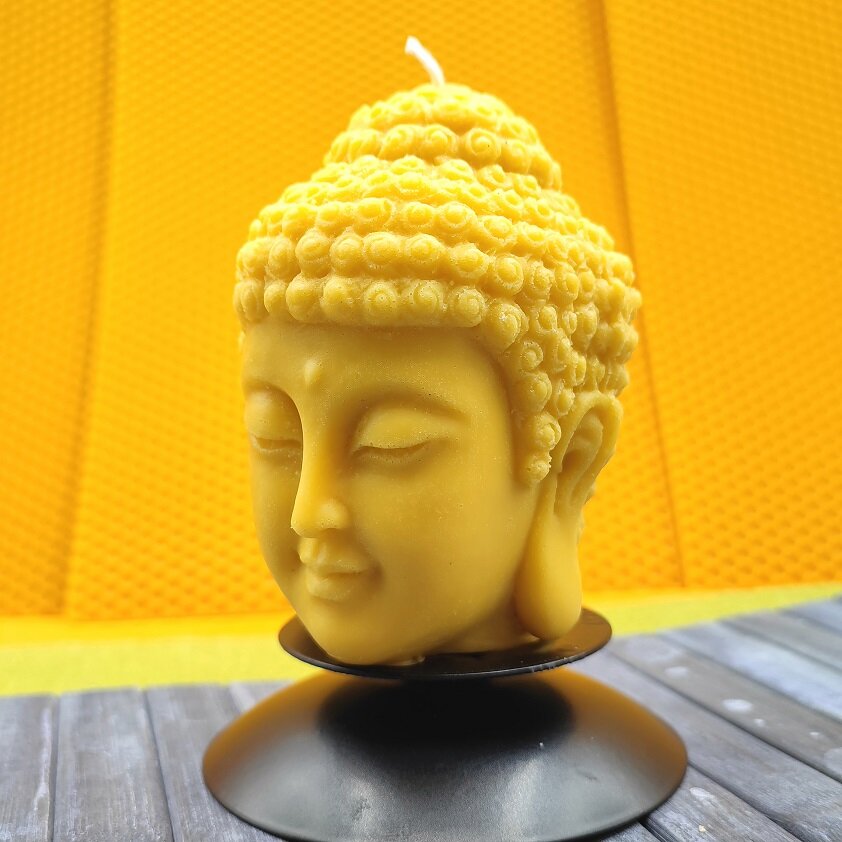 Vela con forma de Buda de cera de abeja y soja - Imagen 3