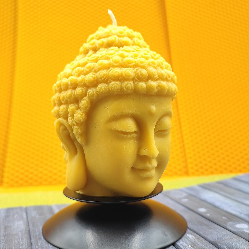 Vela con forma de Buda de cera de abeja y soja - Imagen 4